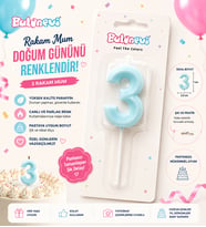3 Yaş Pasta Mumu İlk Yaş Doğum Günü Rakam Mum Kız & Erkek Doğum Günü Pasta Süsü