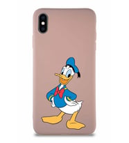 Apple iPhone XS Max Soft Premier Kapak Donald Duck-C Tasarımlı Silikon Kılıf - Pudra (Şeffaf)