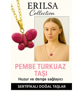 Sertifikalı Kelebek Model Pembe Turkuaz Taşı Kolye – Sevgi, Denge ve Pozitif Enerji Taşı (Çok Renkli)