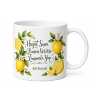 Kişiye Özel Limon Desenli Baskılı Kupa Bardak İsimli Hediye