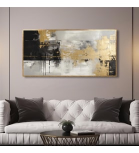 Yağlı Boya Dokulu Tablo Siyah Altın Gold Soyut Altın Çerçeveli U08042