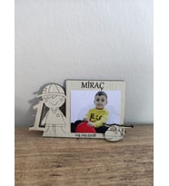 Ahşap Resimli 1 Yaş Bebek Magneti, Mevlit, Sünnet, Yenidoğan Hediyelik