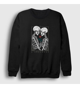 Presmono Unisex Siyah L Amoureux V2 The Lovers Sweatshirt 350687tt