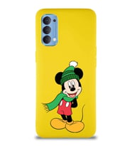Oppo Reno 4 Soft Premier Kapak Mickey Mouse-G Tasarımlı Silikon Kılıf - Sarı (Şeffaf)