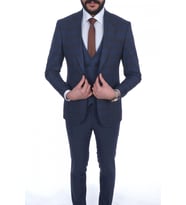 Jan Carlucci Slimfit Yelekli Drop 6 Takım (Açık Lacivert)