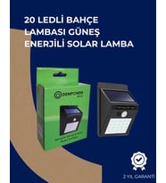 Solar Enerjili 20 Led Duvar Lambası  Hareket Sensörlü, Su Geçirmez, Kablo Gerektirmez (Çok Renkli)