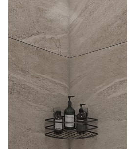 Banyo Ömür Boyu Paslanmaz Yapışkanlı Banyo Rafı Düzenleyıcı Mat Siyah Köşelik Şampuanlık Ek01.S