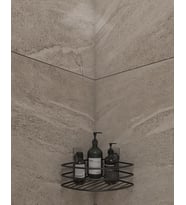 Banyo Ömür Boyu Paslanmaz Yapışkanlı Banyo Rafı Düzenleyıcı Mat Siyah Köşelik Şampuanlık Ek01.S