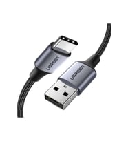 UGREEN 2.0 A USB-A & USB-C Örgülü Şarj ve Data Kablosu, 25 Santimetre, Siyah, 60124 Outlet