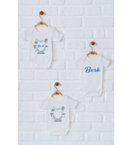 Pia Baby Premium %100 Pamuk İsme Özel Organik Baskılı Üçlü Set Çıtçıtlı Bebek Body Zıbın Modelleri 5019-18 (Ekru)