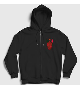 Presmono Unisex Siyah Sauron 3 Yüzüklerin Efendisi Lord Of The Rings Fermuarlı Kapüşonlu Sweatshirt 487460tt