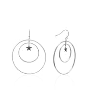 EMILIANO JEWELLERY 925 AYAR GÜMÜŞ YILDIZLI ÇİFT HALKA KÜPE