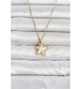 316L Çelik Zincir Gold Renk Deniz Yıldızı Model Kadın Kolye TJ-BKO11084