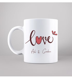 Love İsim Baskılı Kupa Kişiye Özel