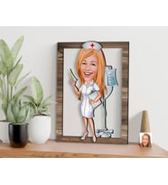 BK Gift Kişiye Özel Hemşire Karikatürlü 3D Ahşap Tablo, Sevgiliye Hediye, Arkadaşa Hediye, Yıl Dönümü Hediyesi, Doğum Günü Hediyesi-2