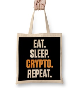 Eat Sleep Crypto Repeat Cryptocurrency Trading Bez Çanta Uzun Saplı