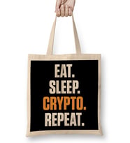 Eat Sleep Crypto Repeat Cryptocurrency Trading Bez Çanta Uzun Saplı