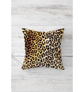 Leopar Desenli Çift Tarafı Baskılı Gizli Fermuarlı Yastık Kılıfı Kırlent Koltuk Yastık Kılıfı (Sarı)