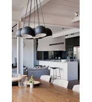 MYLİGHTS  RETRO  MAT PÜTÜRLÜ SİYAH  METAL SARKIT AVİZE 7 Lİ  KÜRELER 20 CM   METALDİR