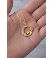 Zey Parıltı Sonsuzluk Ay & Yıldız Taşlı Kolye