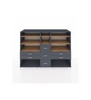 Kronos Dolap 8 Raflı 7 Çekmeceli  220x59x163 Antrasit-Çam/Antrasit
