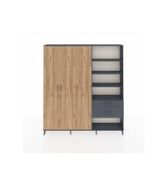 Arges Dolap 16 Raflı 2 Çekmeceli 3 Kapaklı 220x30x243 Antrasit-Çam/Antrasit