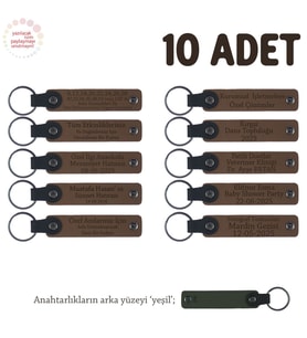 Kahverengi & Yeşil, Anaokulu Hatırası İçin Kişiselleştirilmiş Anahtarlık 10’lu Set, Eğitim Hediyesi (Açık Kahve)