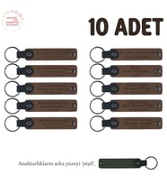 Kahverengi & Yeşil, Anaokulu Hatırası İçin Kişiselleştirilmiş Anahtarlık 10’lu Set, Eğitim Hediyesi (Açık Kahve)