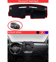 Peugeot Partner Için Uygun Torpido Koruma Halısı Siyah Kenar Renk Kırmızı