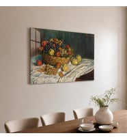 Claude Monet Apples and Grapes Elma ve Üzümler Temperli Cam Dekoratif Duvar Tablosu