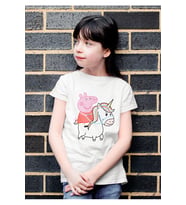 Peppa Pig Unicorn Baskılı Unisex Çizgi Film Çocuk Tişört (1-12 Yaş)