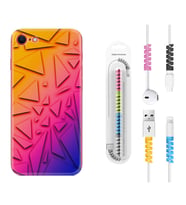 Apple iPhone 5 6 7 8 Plus Se XR Kılıf Kablo Koruma Spiral Silikon Üçgenler 1635