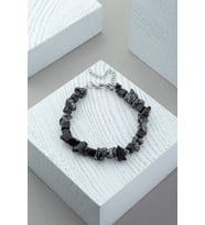 Karlı Obsidyen Doğal Kırık Taş Bileklik