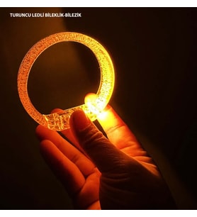 Turuncu Led Işıklı Baskı Yapılabilen Pilli Bileklik Bilezik 1,5 cm Genişlik