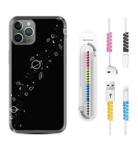 Apple iPhone 11 12 13 14 Pro Max Kılıf Kablo Koruma Spiral Silikon Planet 1620