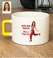 Kişiye Özel Karikatürlü Cute But Taurus Boğa Burcu Lüks Fincan Doğum Günü Hediyesi