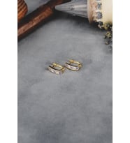 ENCİLİ SİLVER 925 Ayar Gümüş Mor-Beyaz Taşlı Model Çocuk J Küpe (Gold)