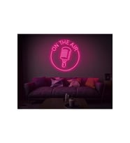 ON THE AIR Yazılı Mikrofon Figürlü Neon Tabela