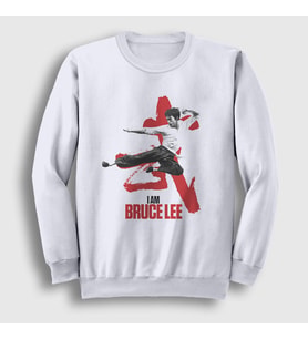 Presmono Unisex Beyaz i am Bruce Lee Sweatshirt 256821tt