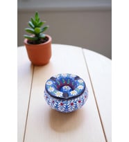 SERAMİK KÜLLÜKLER, %100 EL İŞLEMESİ, KAPAKLI, KULLANIŞLI, DEKORATİF, 12 CM, 6 FARKLI MODEL (Ebru Mavi)