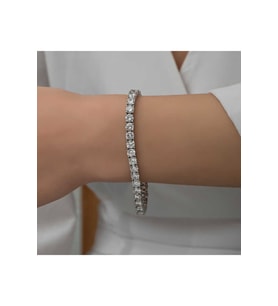 Gümüş 3 mm Beyaz Taşlı Su Yolu Kadın Bileklik CSR2184761