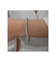 Gümüş 3 mm Beyaz Taşlı Su Yolu Kadın Bileklik CSR2184761
