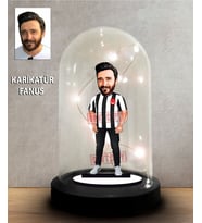 Kişiye Özel İstediğiniz Takım ve İstediğiniz Tişört ile  Taraftar Tasarımlı Işıklı Fanus Biblo, Taraftar Hediyesi