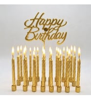 Gold Happy Birthday Burgulu 10 lu Mum Set