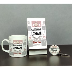 Gastronomi Uzmanı Üçlü Set (Kupa + Telefon Standı + Anahtarlık)