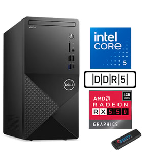 Dell Vostro 3030 mt Intel Core I5 12400 24GB Ddr5 256GB SSD Windows 11 Pro Amd RX550-4GB Masaüstü Bilgisayar N3030I5RX550P11 + Zetta USB Bellek