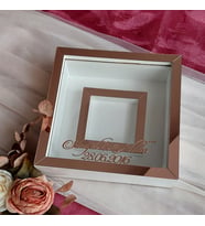 25x25 Cm Beyaz-Rose Fotoğraf Bölümlü Anı Çerçevesi! İsimli Ledsiz! Gül Saklama Kutusu