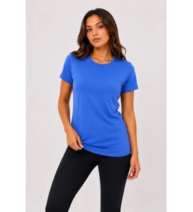 Basic Tişört Bisiklet Yaka Kısa Kol Günlük Yazlık Slim Fit T-Shirt - Mavi