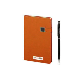 İsme Kişiye Özel Termo Deri Mıknatıslı Kemerli Defter Kalem Seti (Taba)