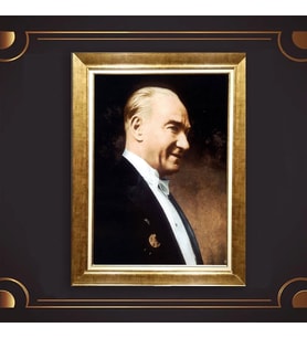 Özel Seri Paspartulu Çerçeveli Atatürk Tablo l95 (Gold)